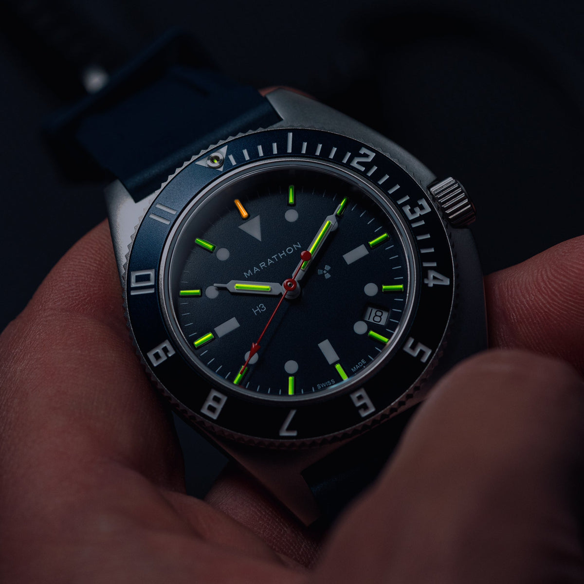 41mm Blue Steel Navigator w/Date (SSNAV-D) on Blue 3-Piece Rubber Strap Kit