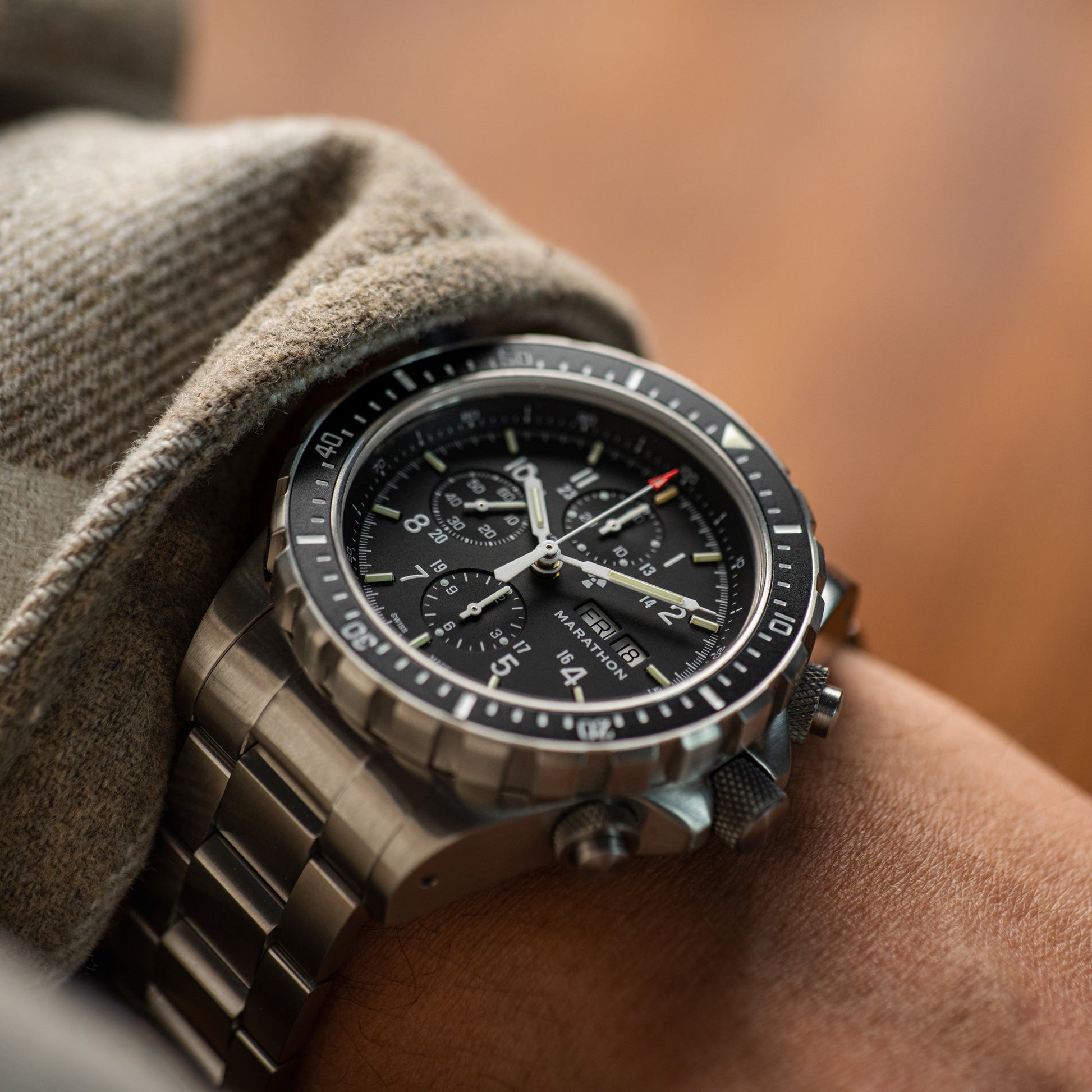 46mm Jumbo Diver/Pilot's Automatic Chronograph (CSAR) with Stainless Steel Bracelet