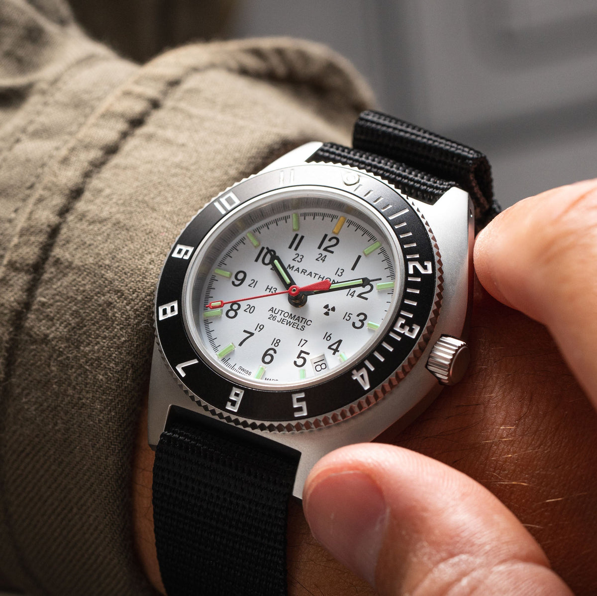 41mm Arctic Steel Navigator w/ Date Automatic (Arctic SSNAV-D Auto) on Ballistic Nylon