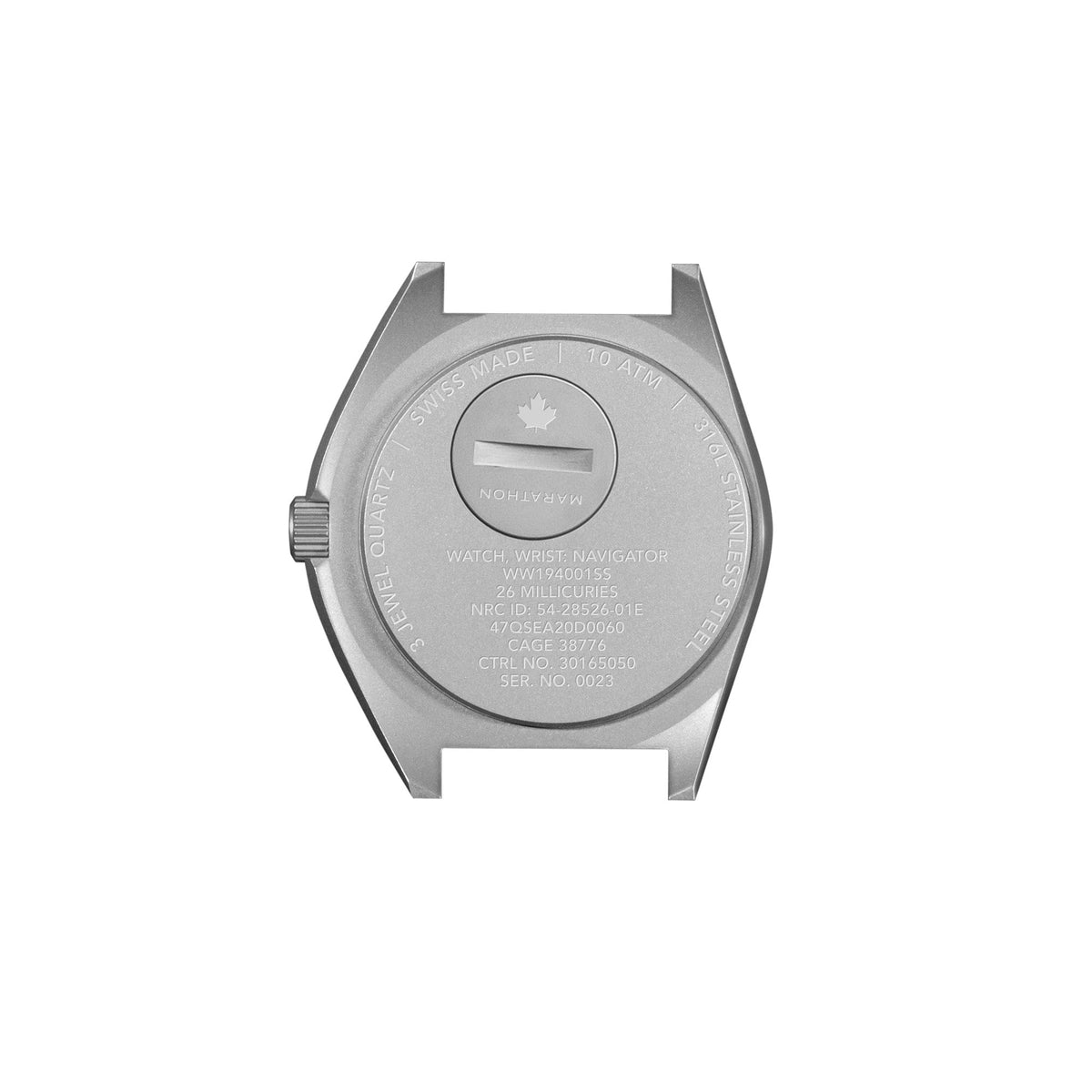 41mm Arctic Steel Navigator (SSNAV) on Black 3-Piece Rubber Strap Kit