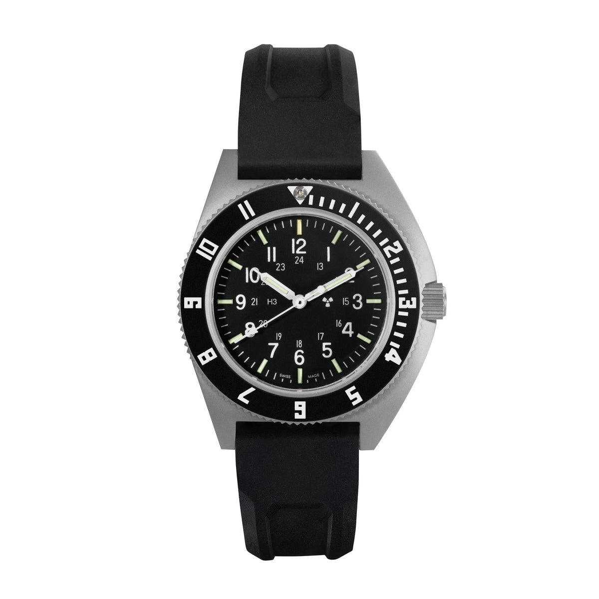 41mm Steel Navigator (SSNAV) on Black 3-Piece Rubber Strap Kit