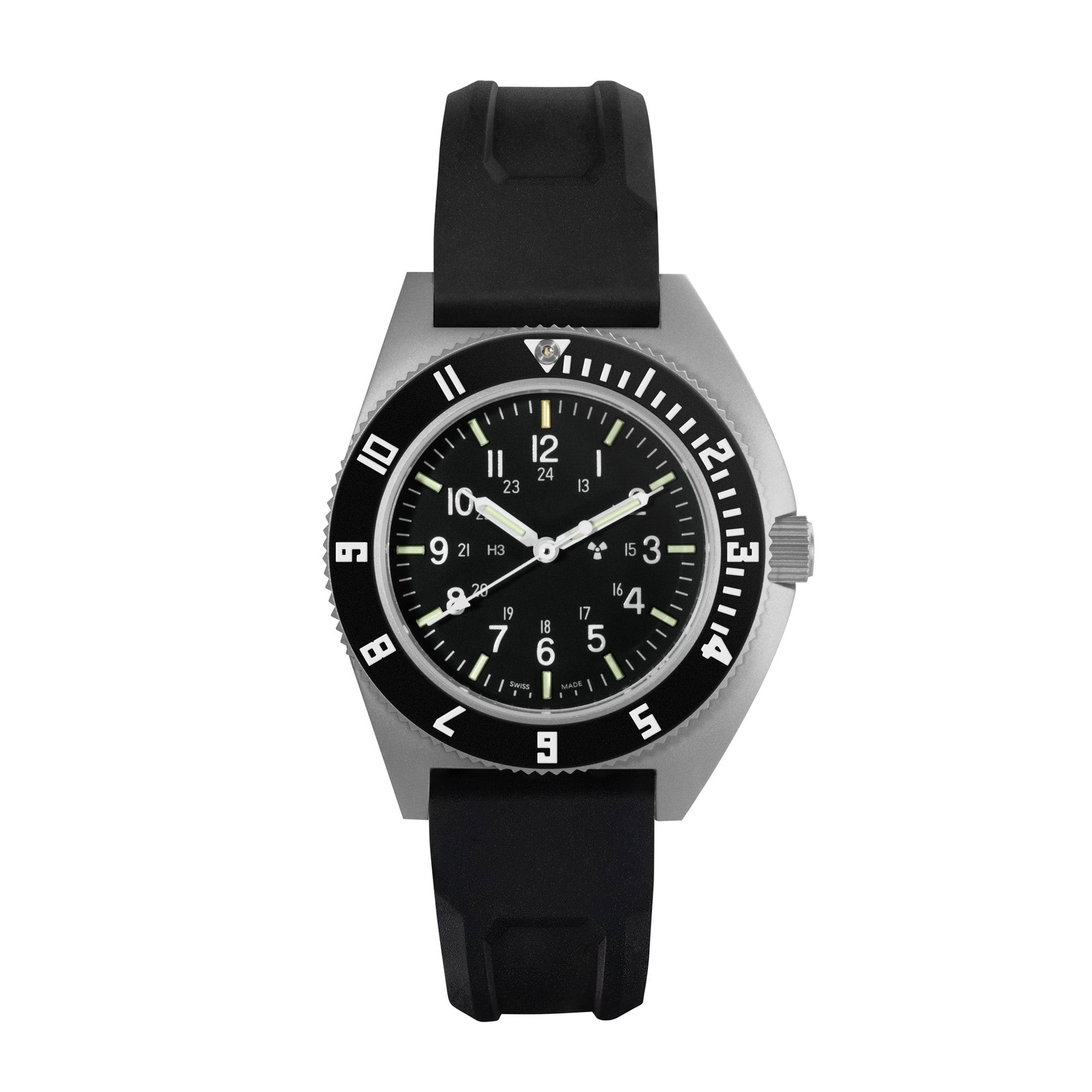 41mm Steel Navigator (SSNAV) on Black 3-Piece Rubber Strap Kit