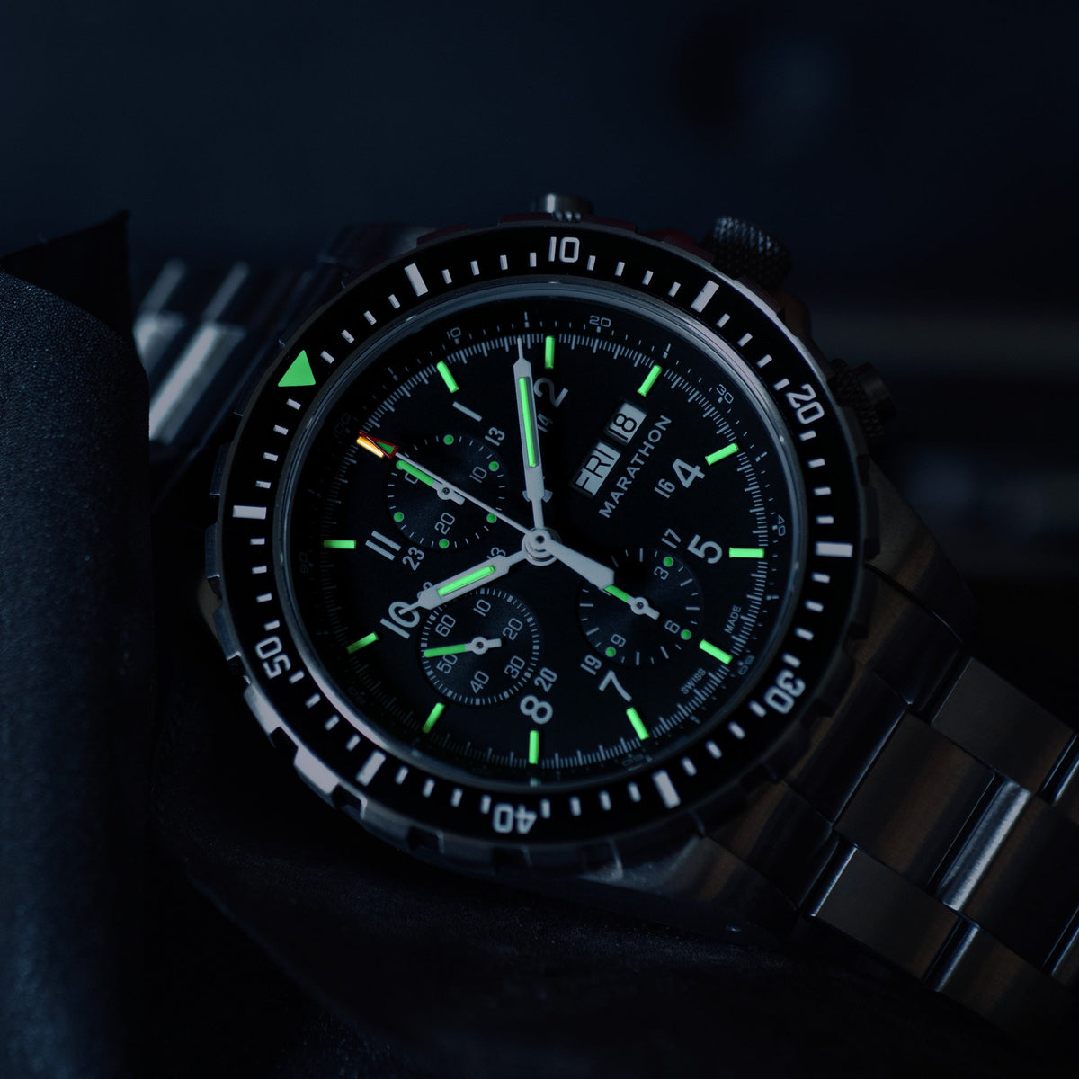 46mm Jumbo Diver/Pilot's Automatic Chronograph (CSAR) with Stainless Steel Bracelet