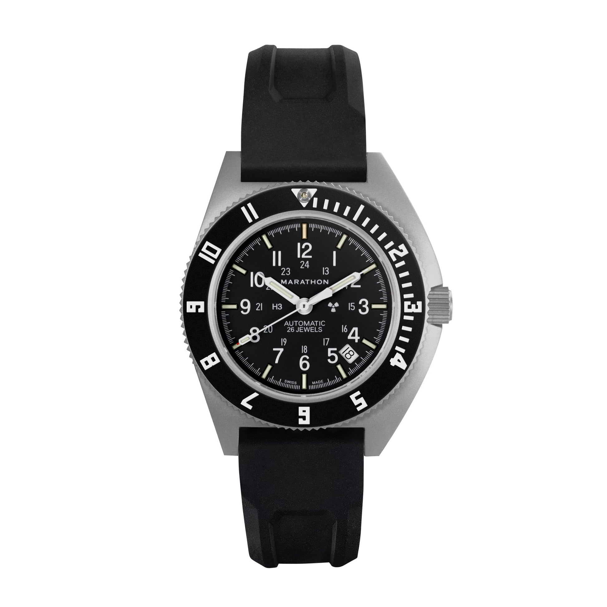 41mm Steel Navigator w/ Date Automatic (SSNAV-D AUTO) on Black 3-Piece Rubber Strap Kit